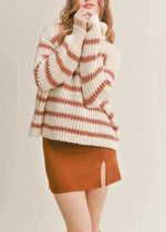 Aki striped turtleneck sweater - Ivory Caramel