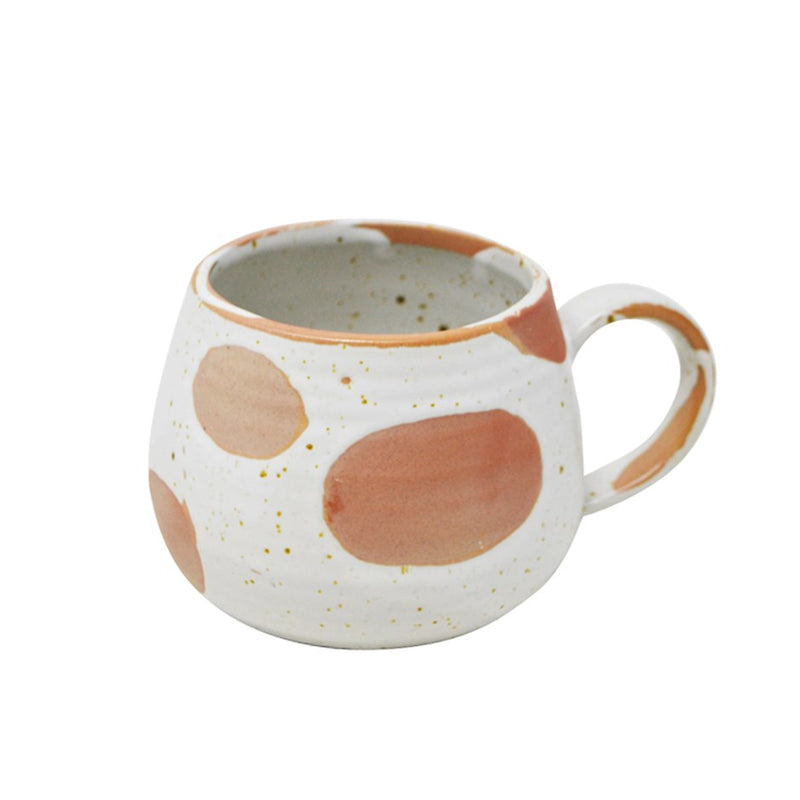 Rustic Large Polka Dot Ceramic Mug - 390 ml