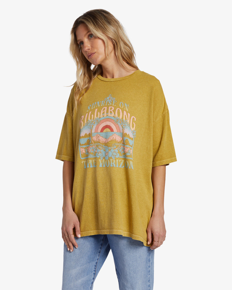 T-Shirt surdimensionné Sunrise On The Beach - Green Envy