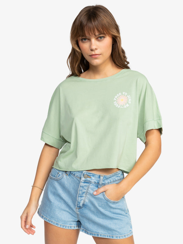 T-Shirt crop Feel Free- Laurel Green