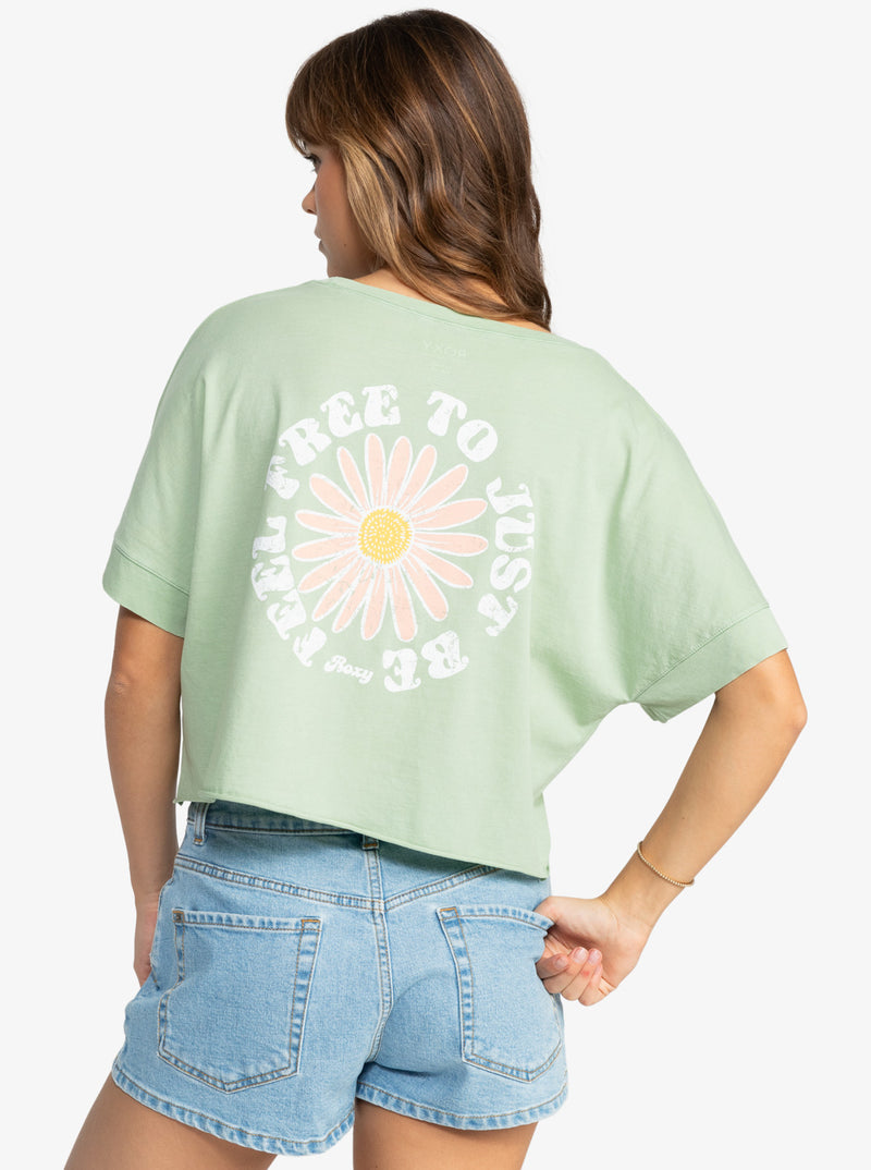 T-Shirt crop Feel Free- Laurel Green