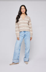 Pull en tricot Beckett - Oatmeal Stripe