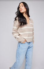 Pull en tricot Beckett - Oatmeal Stripe