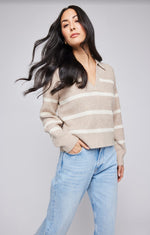 Pull en tricot Beckett - Oatmeal Stripe