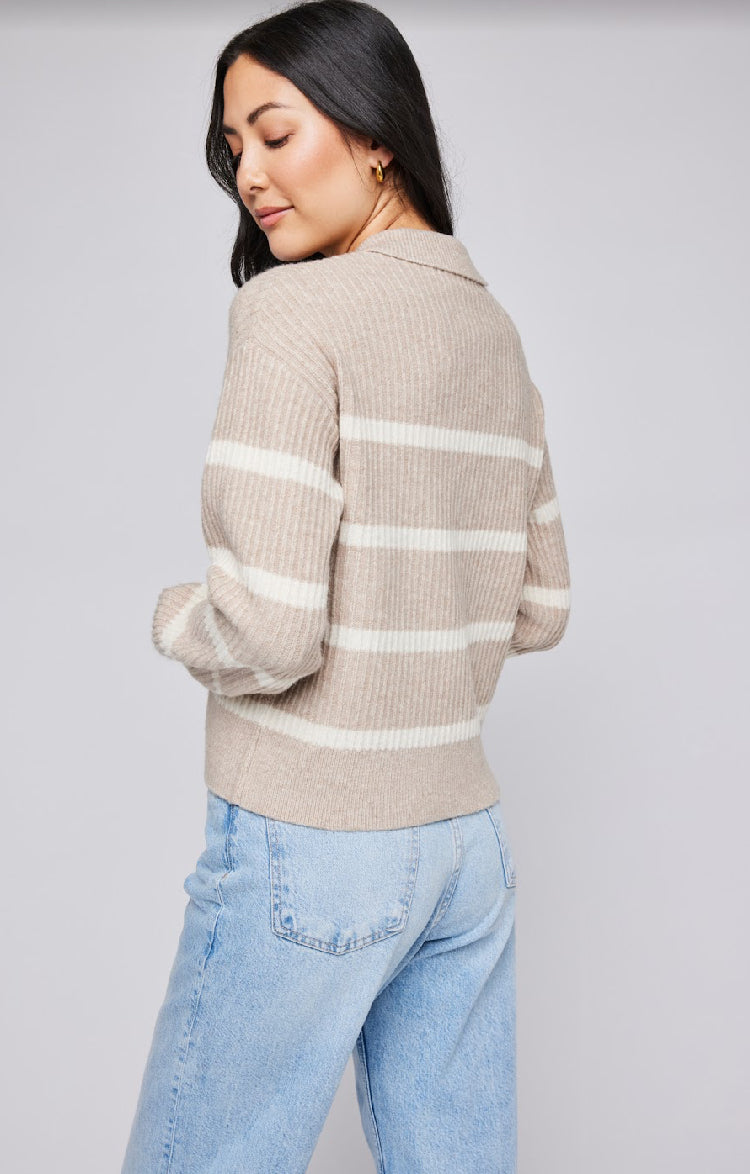 Beckett Knit Sweater - Oatmeal Stripe