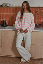 Pull en tricot Davis Striped - Ivory/Pink