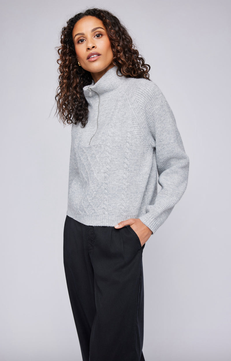 Georgie Half Zip Jumper - Heather Grey