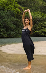 Robe  midi en coton doux Days End - Black Sand
