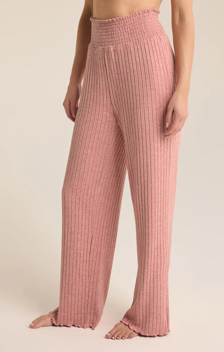 Dawn Smocked Ribbed Trousers - Rosebud