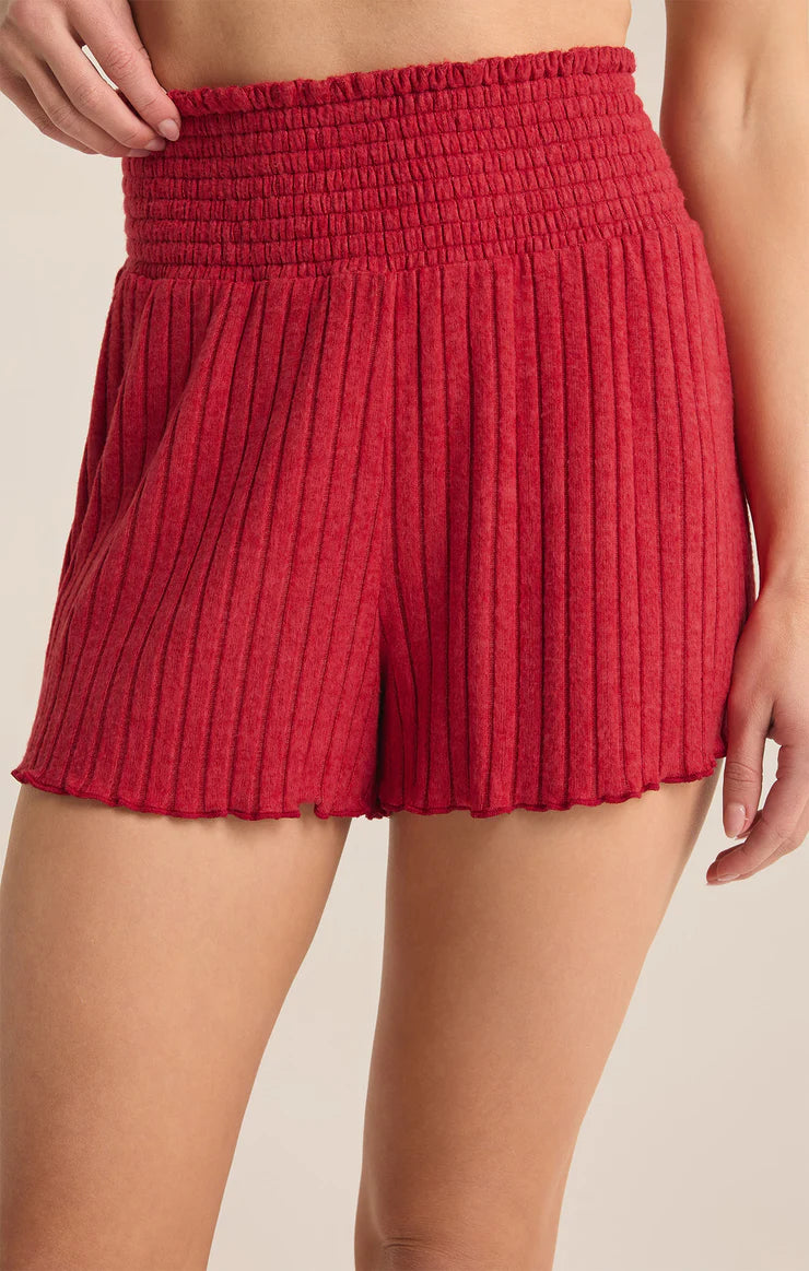 Dawn Smocked Shorts - Haute Red