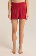 Dawn Smocked Shorts - Haute Red