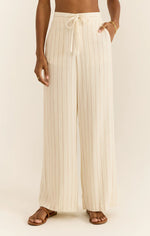 Cortez Pinstripe Linen Trousers - White