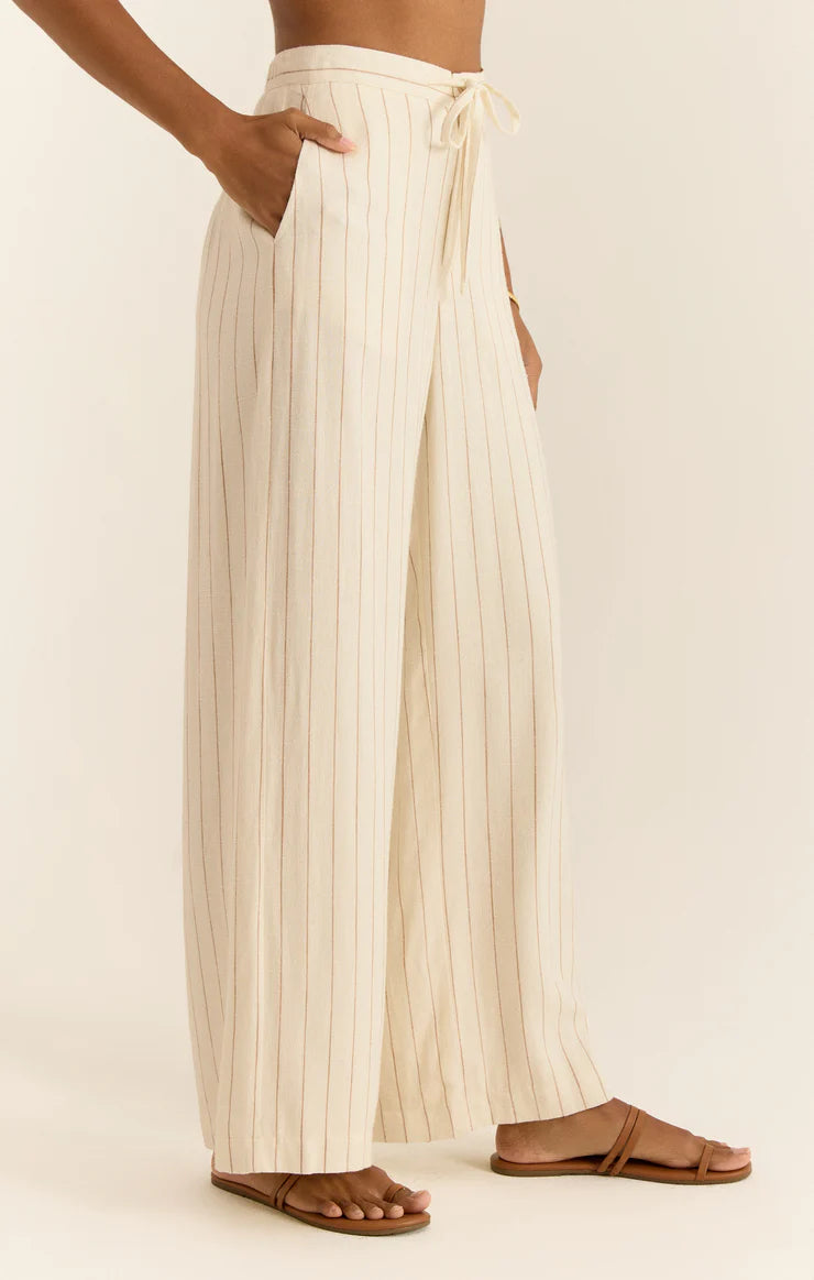 Pantalon en lin Cortez Pinstripe - White