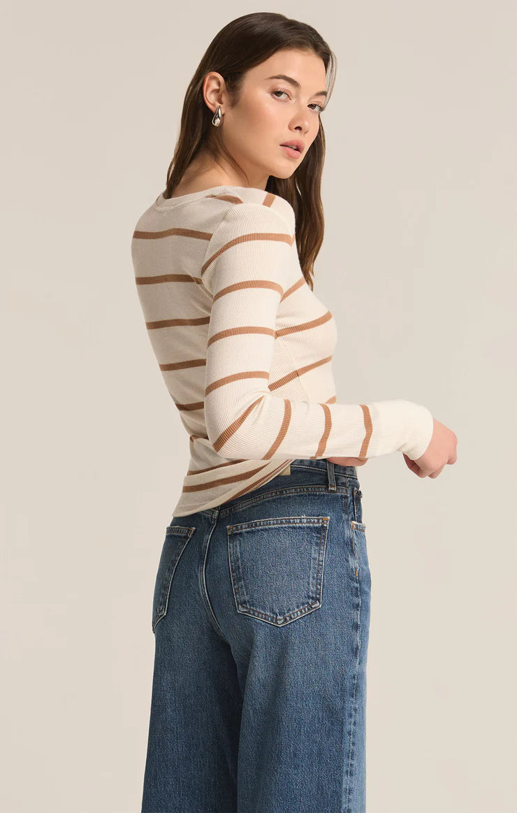 Scarlett Rib Henley Sweater - Sea Salt