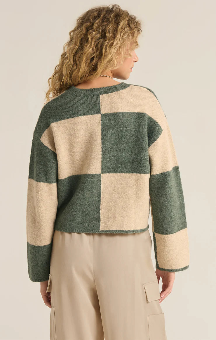 Rosi Blocked Knit Sweater - Palm Green