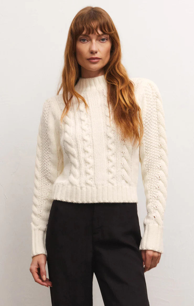 Catya Mock Neck Knit Sweater - Sandstone