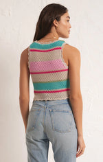 Sol Stripe Crochet Cami - Natural