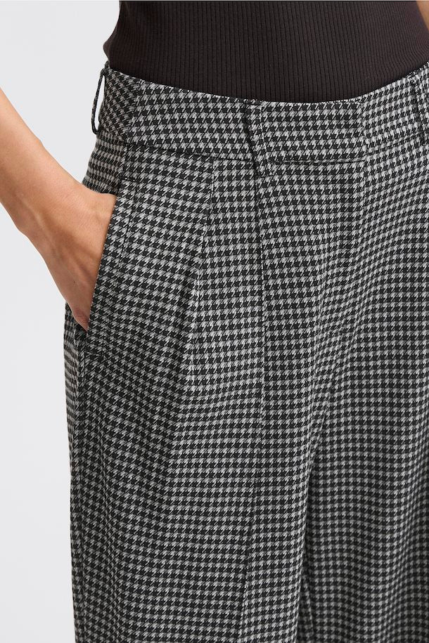 Kate Houndstooth Pants - Black/Grey