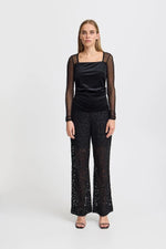 Chandail mesh & velours Nana - Black