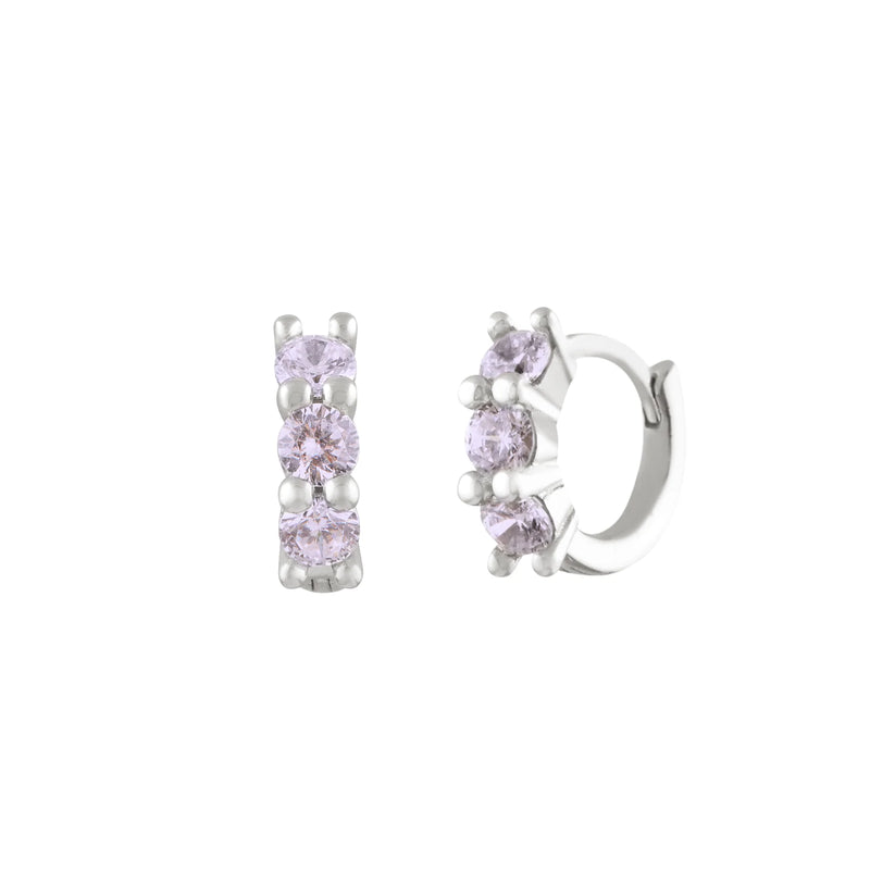Gem Earrings - Silver/Lavender