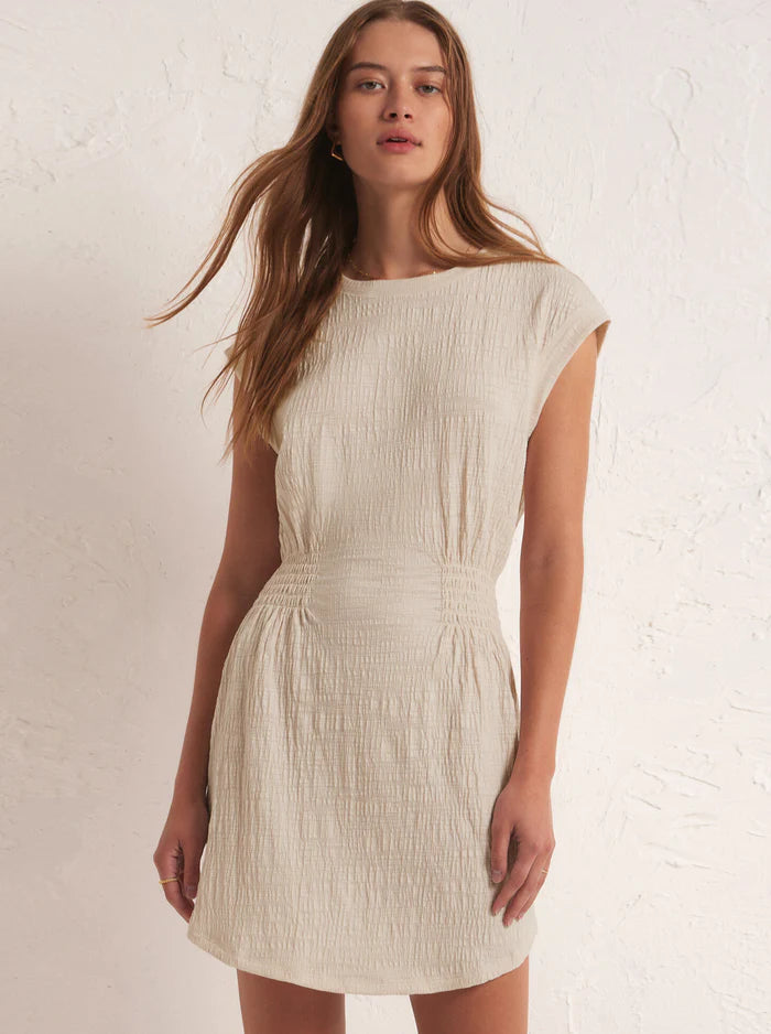 Rowan Textured Short Dress - Whisper White