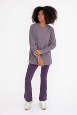 Chandail col rond gauffré - Deep Purple