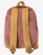 Soft Corduroy Backpack - Burgundy + Tan