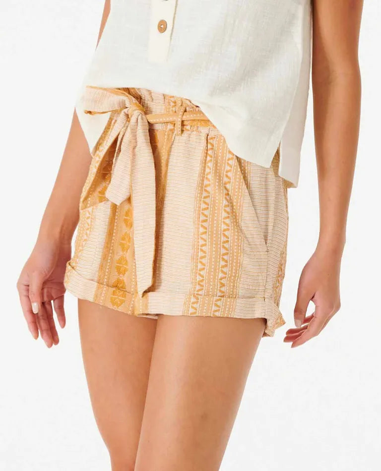 Alma embroidered fabric shorts - Gold