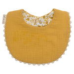 Double-sided bib 100% natural cotton - Yellow Flowers