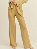 Pants in textured fabric - Lemongrass