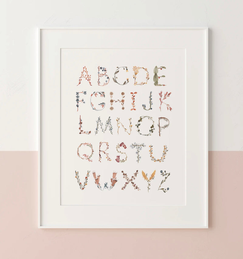 Alphabet Poster 11 x 17 - Floral