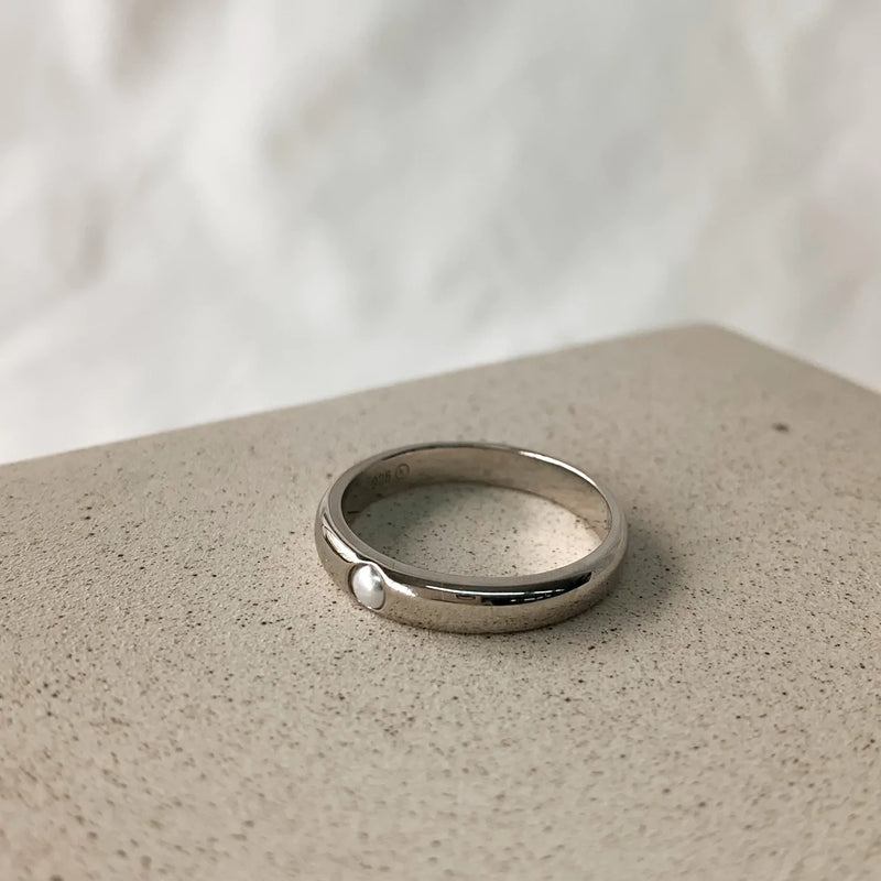 Sterling silver ring - Perlé Bangle