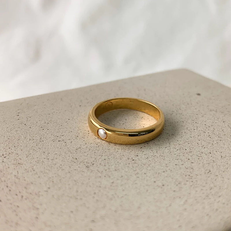 Gold plated brass ring - Perlé Ring