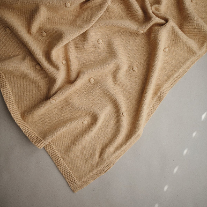 Polka dot blanket/comforter in organic cotton - Mustard