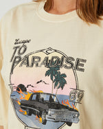 T-shirt vintage court à coupe carrée Escape to Paradise - Natural