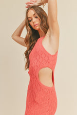 Cut Out Crochet Maxi Dress - Pink Punch