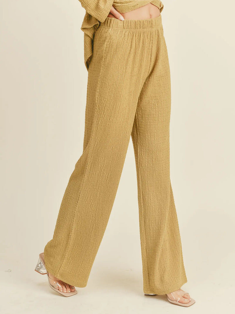 Pants in textured fabric - Lemongrass