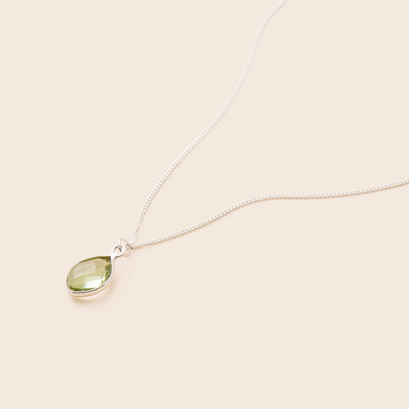 Green Amethyst Marquise Necklace - Sterling Silver