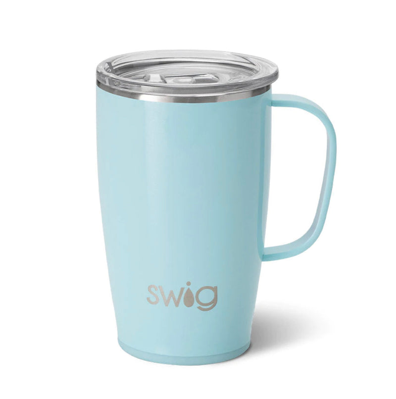 Coffee cup with handle - Aquamarine blue 18 oz