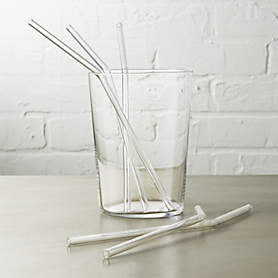 Clear Glass Reusable Straws Set - 6