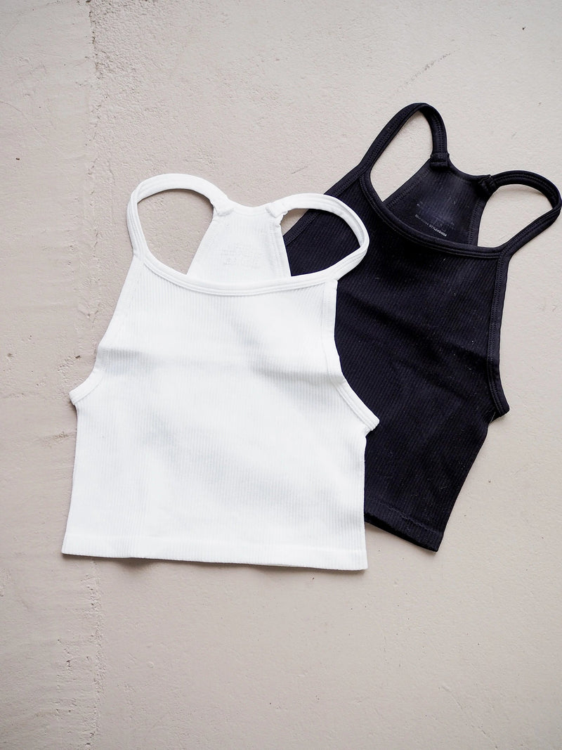 Crop top côtelé - Noir