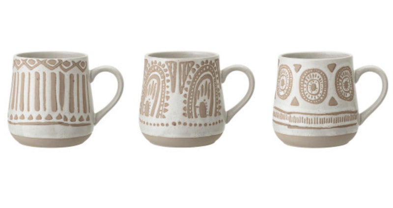 Tasse en grès peintes à la main - 12 oz Beiges