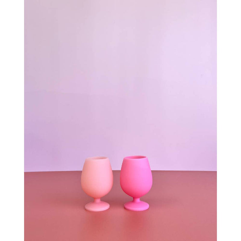 Stemm Unbreakable Silicone Wine Glasses - Flamingo +Lotus