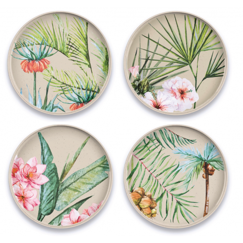 Set of 4 Outdoor Plates - Tropical Bamboo (set of 4)