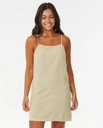 Premium Linen Slip Dress - Sage/Off White