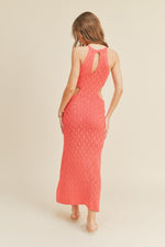 Cut Out Crochet Maxi Dress - Pink Punch