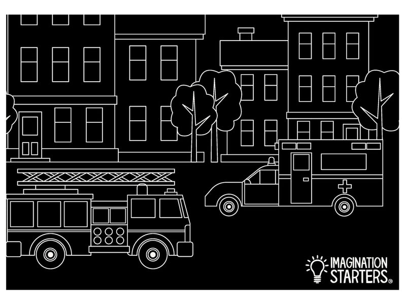 Chalk Board Placemat - Emergency Vehicles