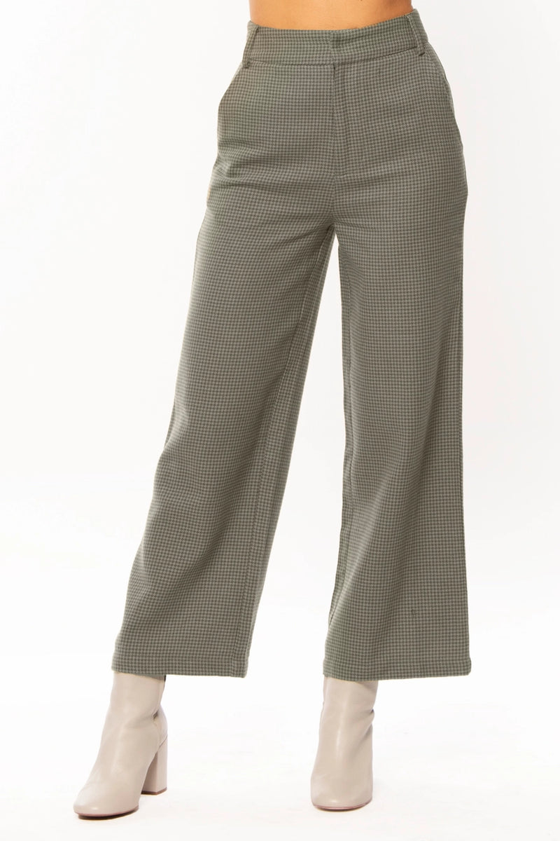 Pantalon légèrement évasé pied de poule - Cinnamon