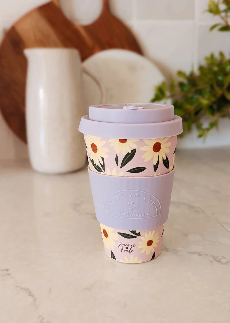 Tasse réutilisable en bamboo- Marguerites by Joannie Houle