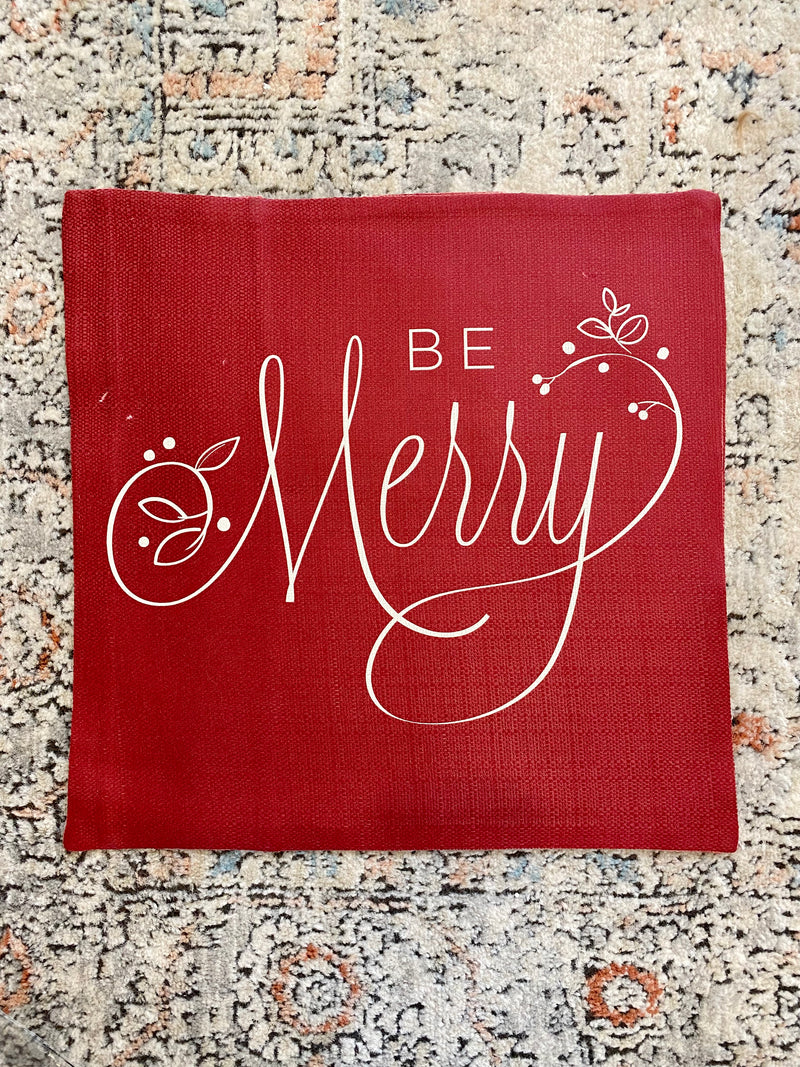 Coussin carré des fêtes- Be Merry